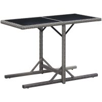 Trädgårdsbord antracit 110x53x72 cm glas och konstrotting vidaXL