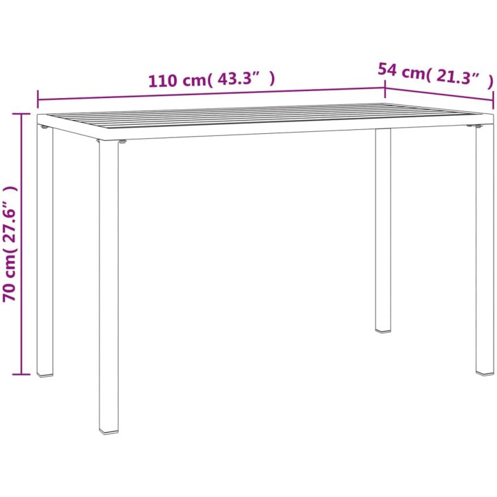 Trädgårdsbord antracit 110x54x70 cm stål vidaXL – bild 7