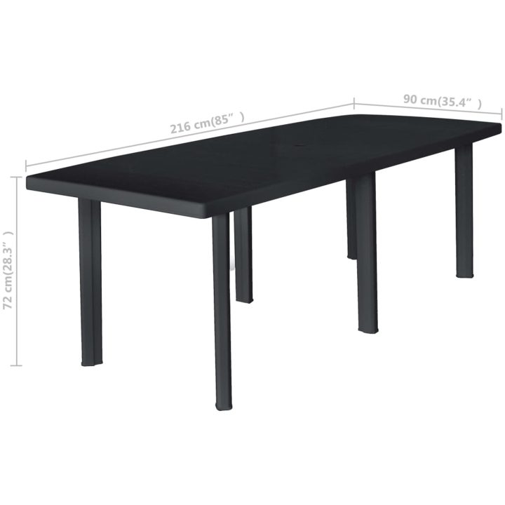 Trädgårdsbord antracit 216x90x72 cm plast vidaXL – bild 5