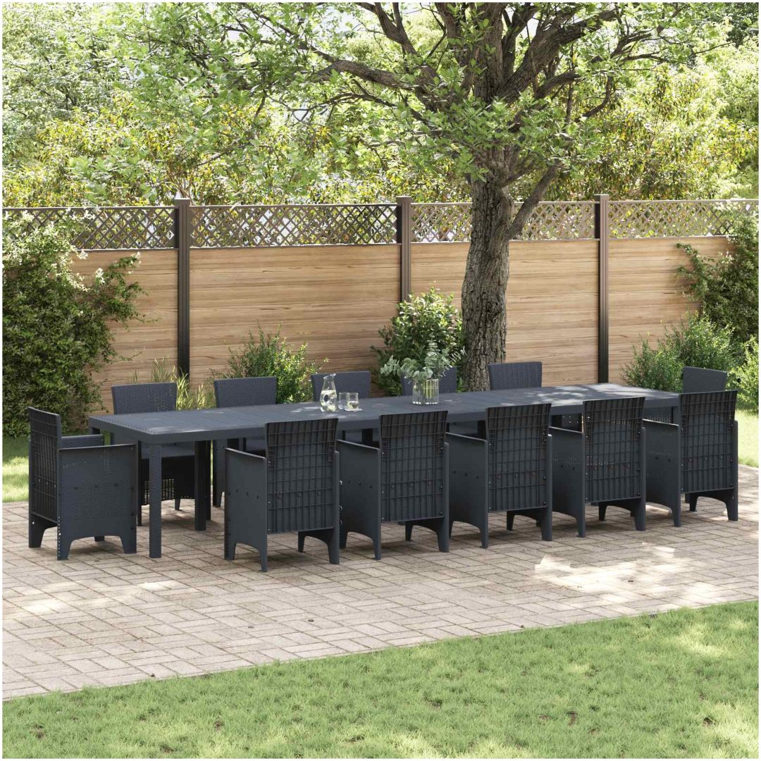 Trädgårdsbord Antracit 400x100x73 cm Poly Rattan vidaXL Stor