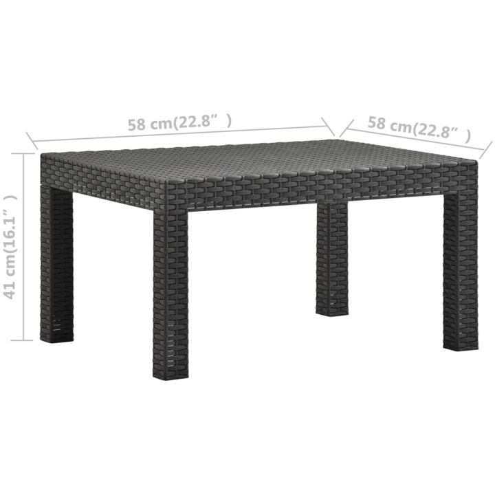 Trädgårdsbord antracit 58x58x41 cm PP-rotting vidaXL – bild 6