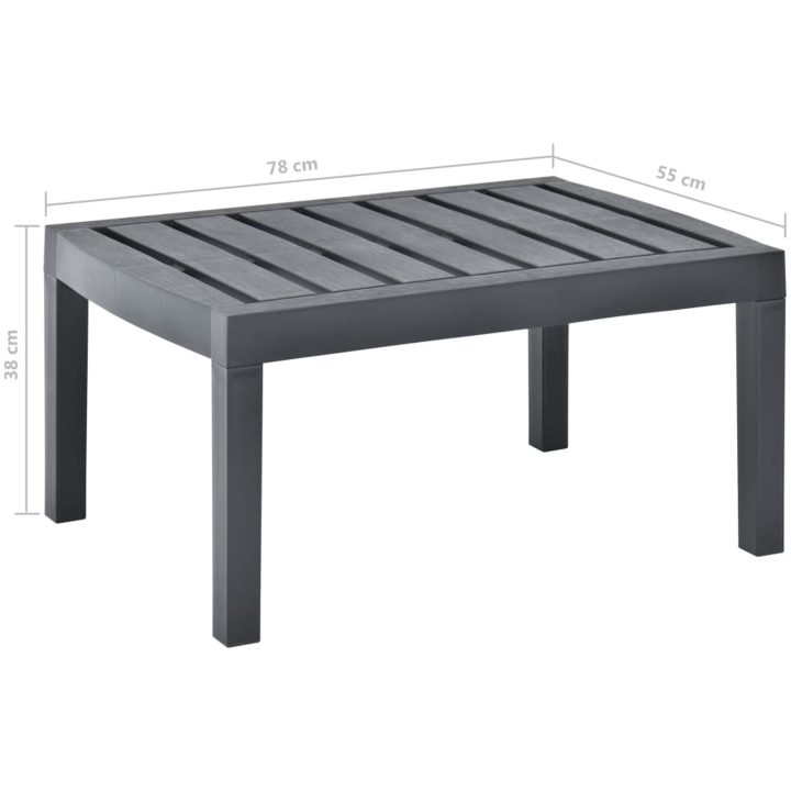 Trädgårdsbord antracit 78x55x38 cm plast vidaXL – bild 5