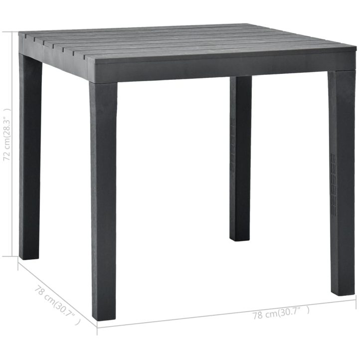 Trädgårdsbord antracit 78x78x72 cm plast vidaXL – bild 5