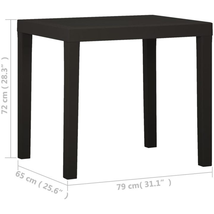 Trädgårdsbord antracit 79x65x72 cm plast vidaXL – bild 5