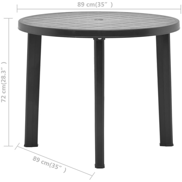 Trädgårdsbord antracit 89 cm plast vidaXL – bild 6