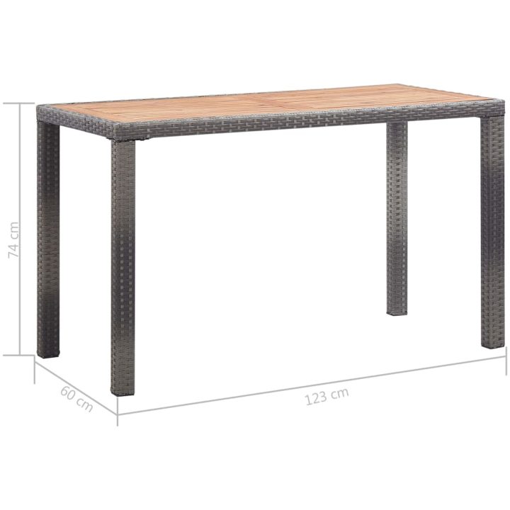 Trädgårdsbord antracit och brun massivt akaciaträ vidaXL 123 x 60 x 74 cm – bild 6