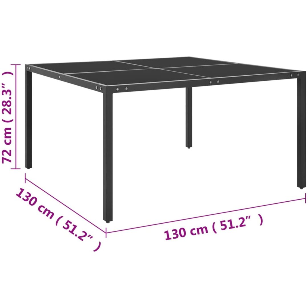 Trädgårdsbord antracit stål och glas vidaXL 130x130x72 cm – bild 4