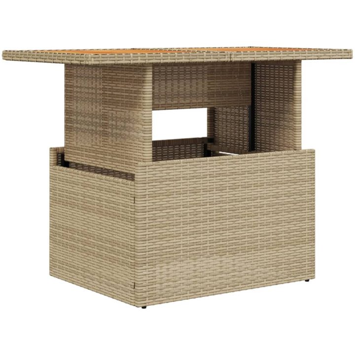 Trädgårdsbord beige 100x55x73 cm konstrotting och akaciaträ vidaXL – bild 2