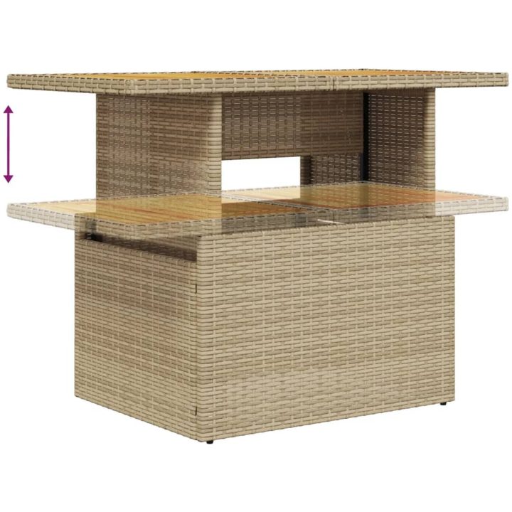 Trädgårdsbord beige 100x55x73 cm konstrotting och akaciaträ vidaXL – bild 8