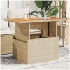 Trädgårdsbord beige 100x55x73 cm konstrotting och akaciaträ vidaXL – miniatyr 1