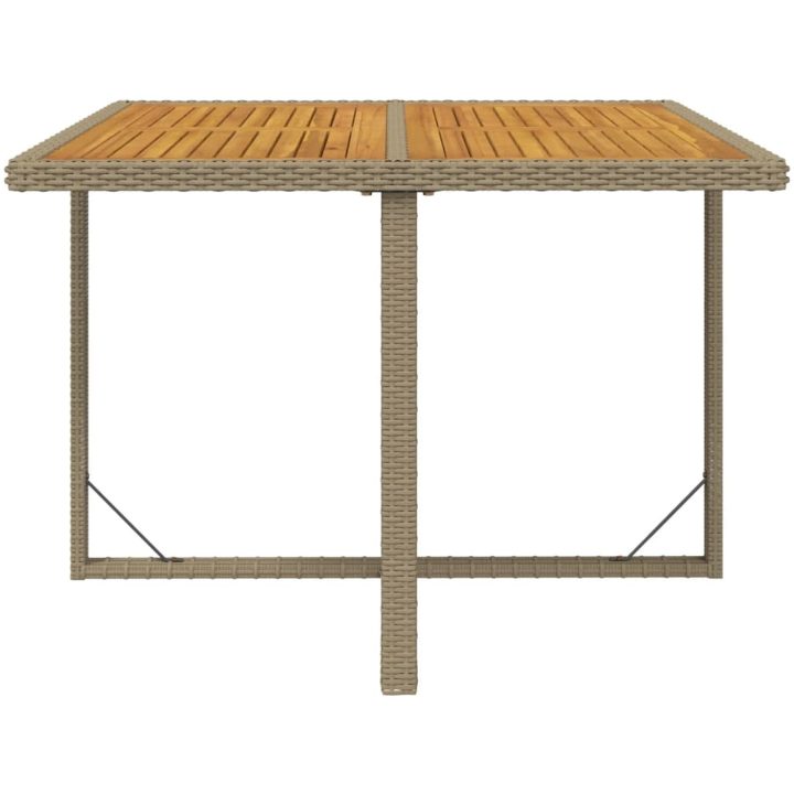Trädgårdsbord beige 109x107x74 cm konstrotting & akaciaträ vidaXL – bild 4