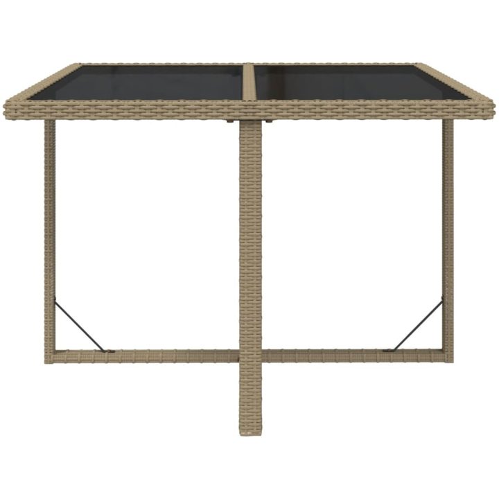 Trädgårdsbord beige 109x107x74 cm konstrotting och glas vidaXL – bild 3