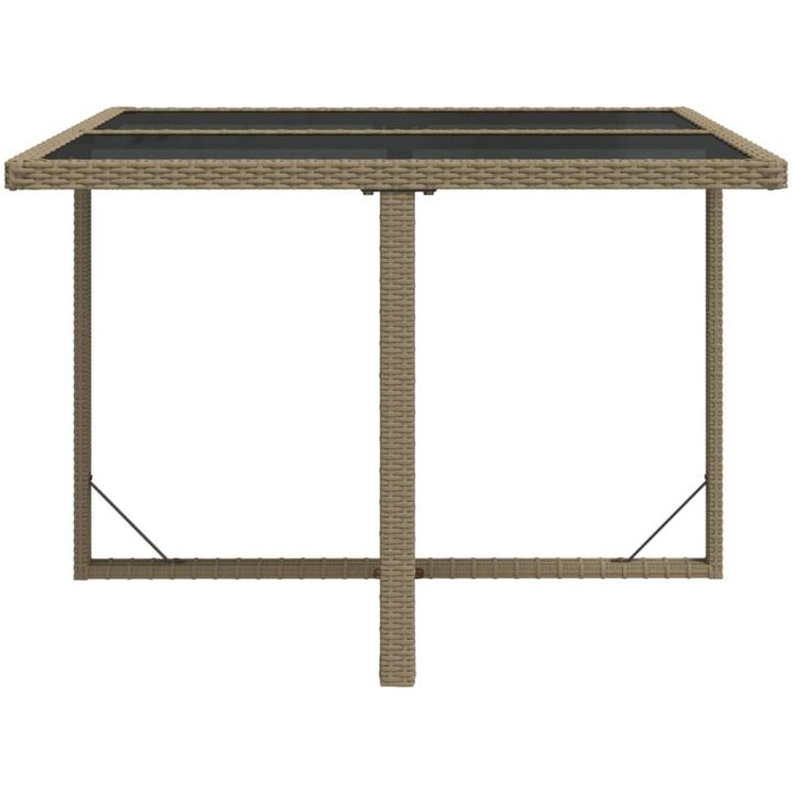 Trädgårdsbord beige 109x107x74 cm konstrotting och glas vidaXL – bild 4