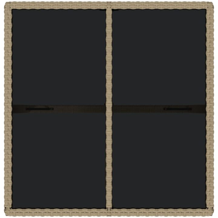 Trädgårdsbord beige 109x107x74 cm konstrotting och glas vidaXL – bild 5