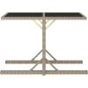 Trädgårdsbord beige 110x53x72 cm glas och konstrotting vidaXL – miniatyr 2