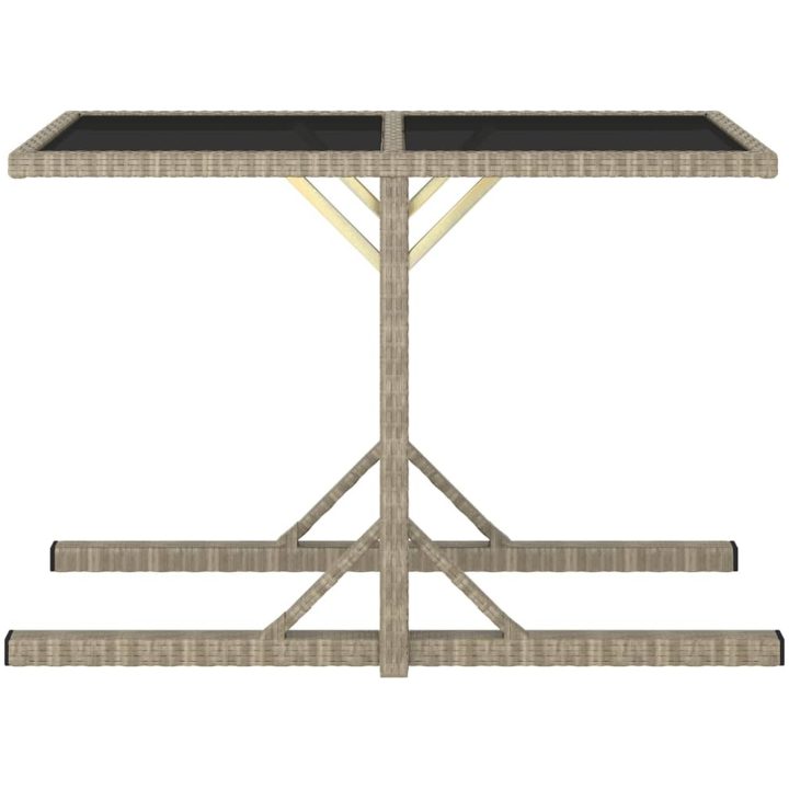 Trädgårdsbord beige 110x53x72 cm glas och konstrotting vidaXL – bild 2