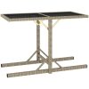 Trädgårdsbord beige 110x53x72 cm glas och konstrotting vidaXL – miniatyr 1