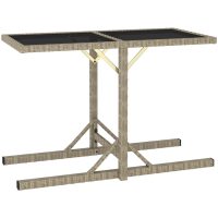 Trädgårdsbord beige 110x53x72 cm glas och konstrotting vidaXL