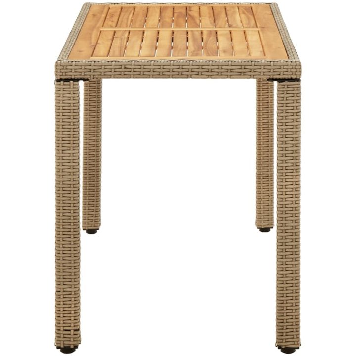 Trädgårdsbord beige 123x60x74 cm konstrotting & massivt akacia vidaXL – bild 3