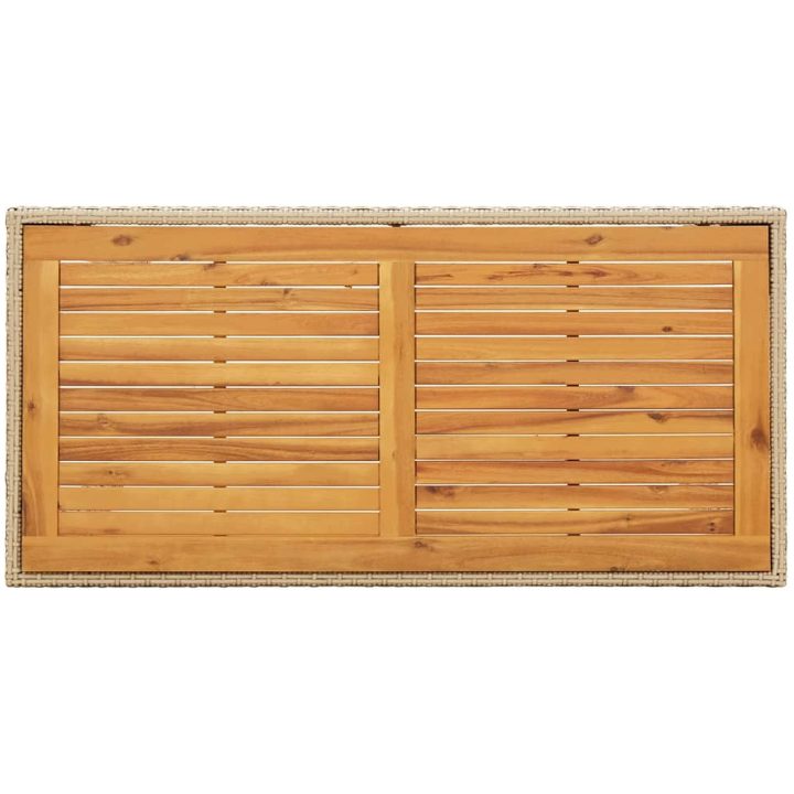 Trädgårdsbord beige 123x60x74 cm konstrotting & massivt akacia vidaXL – bild 4