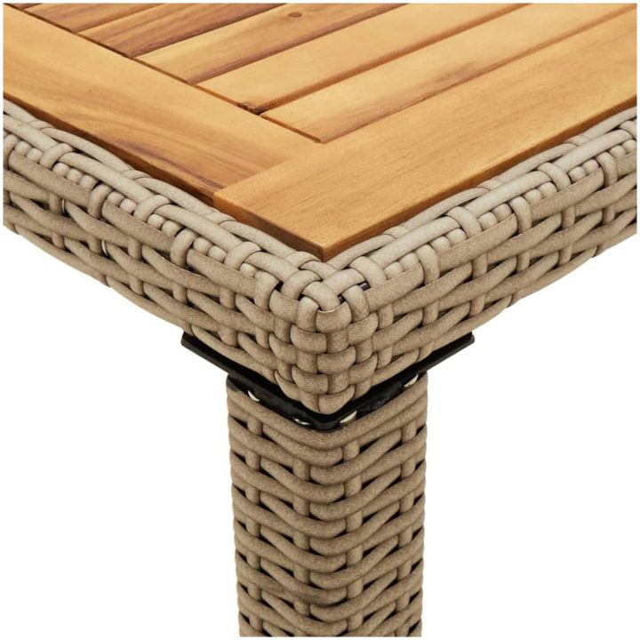 Trädgårdsbord beige 123x60x74 cm konstrotting & massivt akacia vidaXL – bild 5