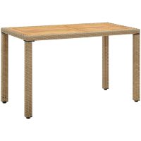 Trädgårdsbord beige 123x60x74 cm konstrotting & massivt akacia vidaXL