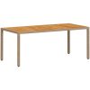 Trädgårdsbord beige 190x90x75 cm konstrotting akaciaträ vidaXL – miniatyr 2