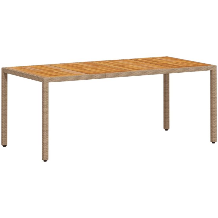 Trädgårdsbord beige 190x90x75 cm konstrotting akaciaträ vidaXL – bild 2