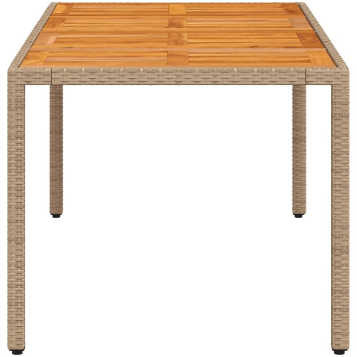 Trädgårdsbord beige 190x90x75 cm konstrotting akaciaträ vidaXL – bild 6