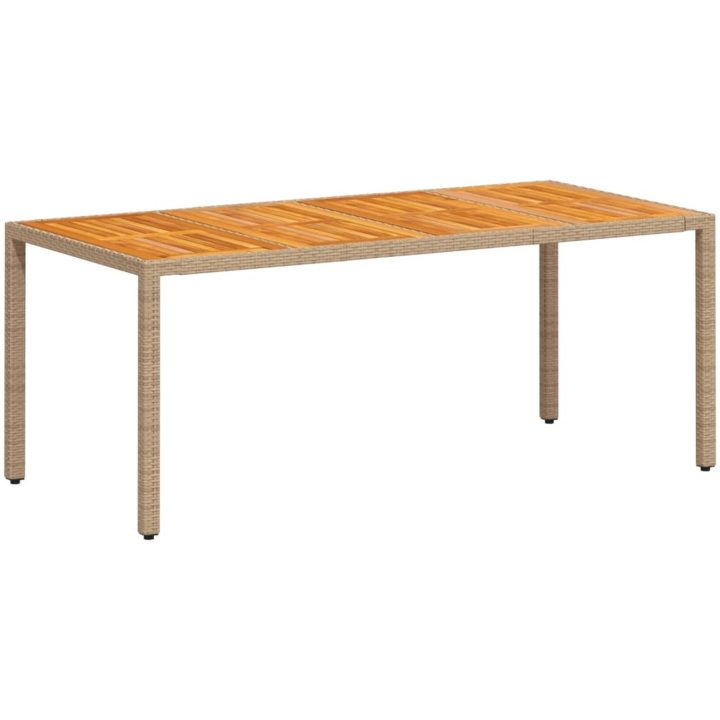 Trädgårdsbord beige 190x90x75 cm konstrotting akaciaträ vidaXL – bild 7