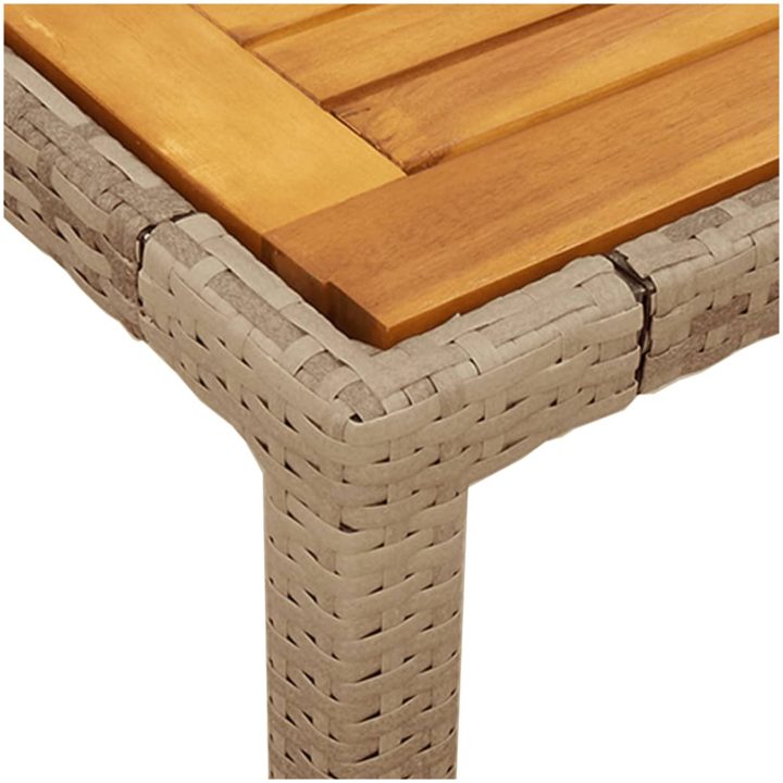 Trädgårdsbord beige 190x90x75 cm konstrotting akaciaträ vidaXL – bild 9