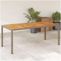 Trädgårdsbord beige 190x90x75 cm konstrotting akaciaträ vidaXL