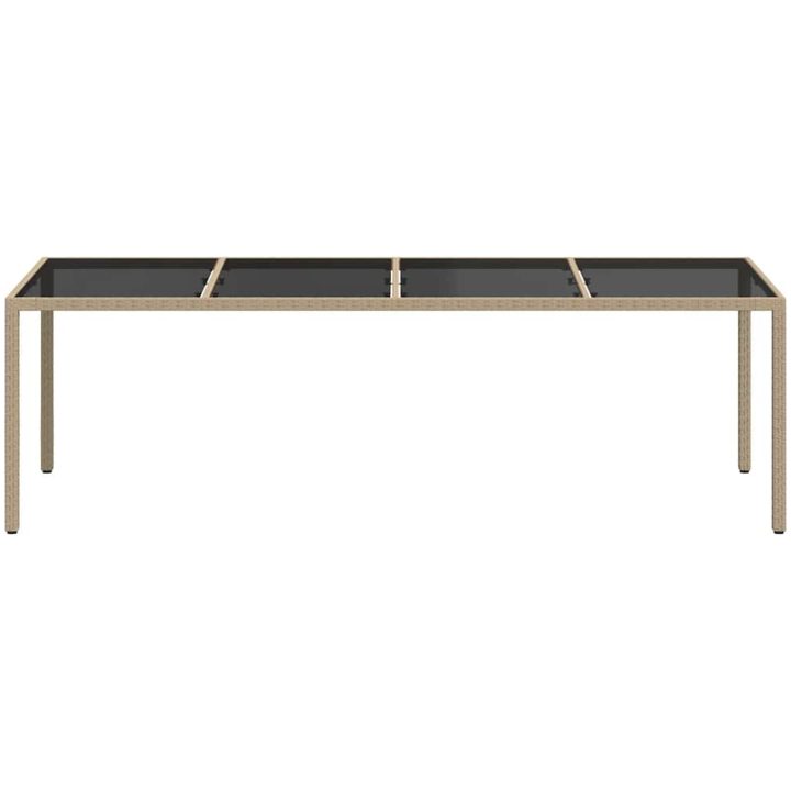 Trädgårdsbord beige 250x100x75 cm härdat glas och konstrotting vidaXL – bild 3