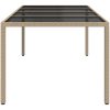 Trädgårdsbord beige 250x100x75 cm härdat glas och konstrotting vidaXL – miniatyr 4