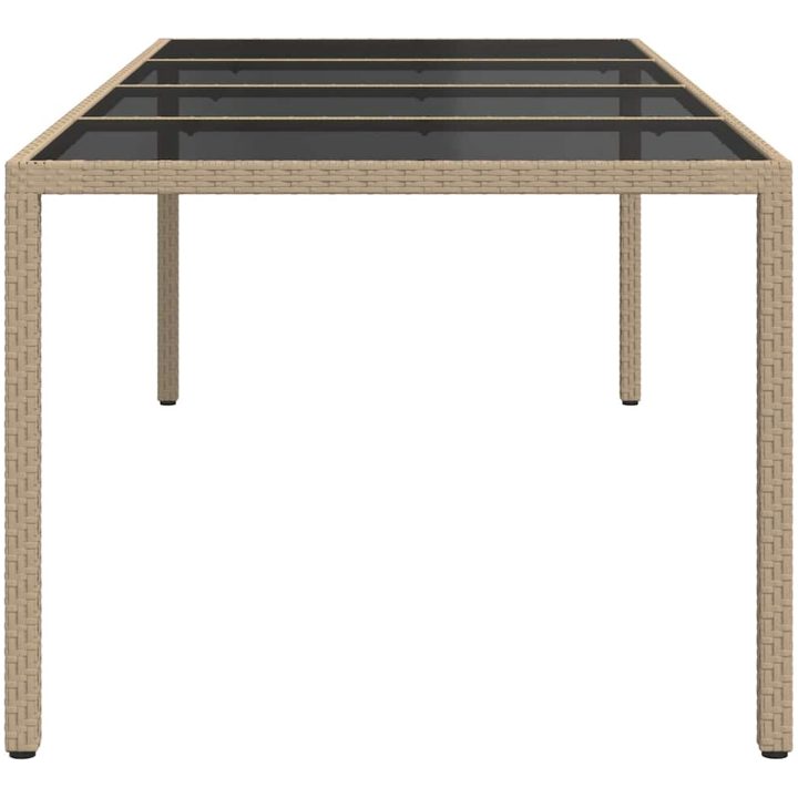 Trädgårdsbord beige 250x100x75 cm härdat glas och konstrotting vidaXL – bild 4