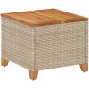 Trädgårdsbord beige 45x45x37 cm konstrotting akaciaträ vidaXL – miniatyr 2