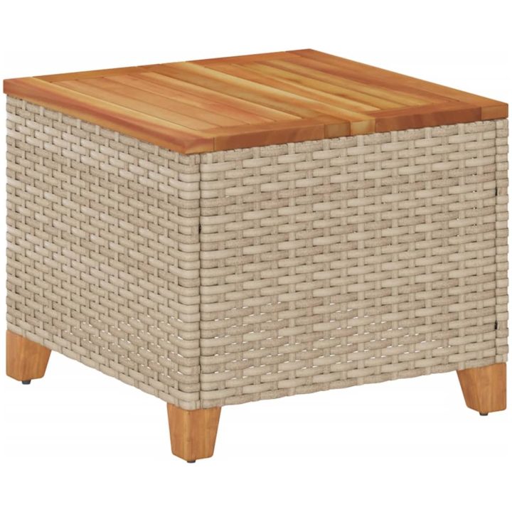 Trädgårdsbord beige 45x45x37 cm konstrotting akaciaträ vidaXL – bild 2