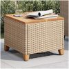 Trädgårdsbord beige 45x45x37 cm konstrotting akaciaträ vidaXL – miniatyr 4