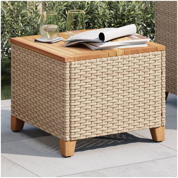 Trädgårdsbord beige 45x45x37 cm konstrotting akaciaträ vidaXL – bild 4