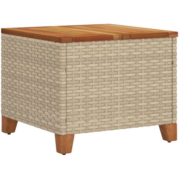 Trädgårdsbord beige 45x45x37 cm konstrotting akaciaträ vidaXL – bild 7