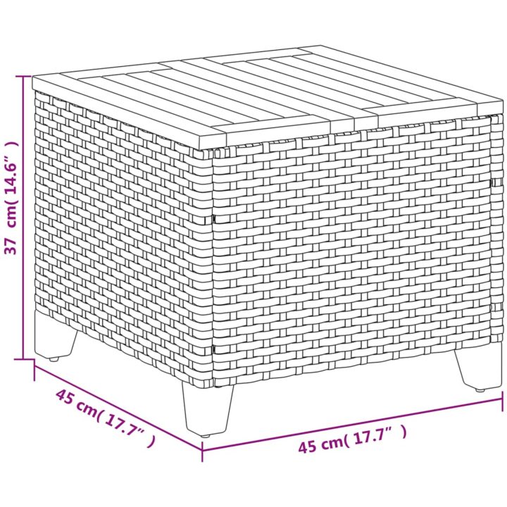 Trädgårdsbord beige 45x45x37 cm konstrotting akaciaträ vidaXL – bild 10
