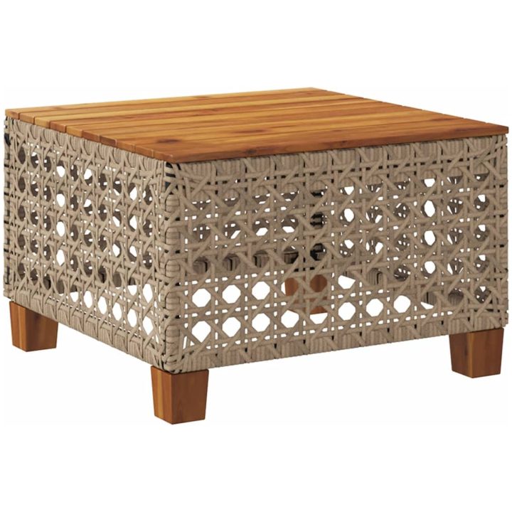 Trädgårdsbord beige 55x55x36 cm konstrotting akaciaträ vidaXL – bild 2