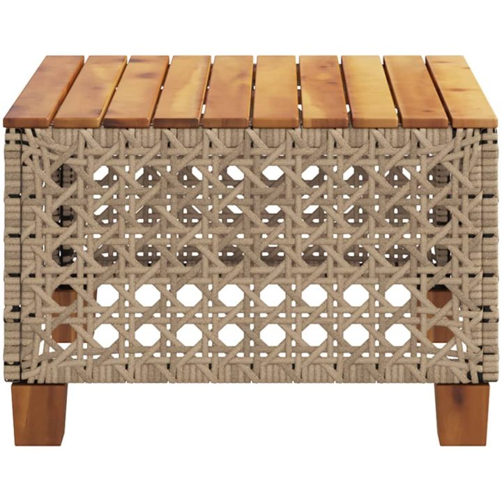 Trädgårdsbord beige 55x55x36 cm konstrotting akaciaträ vidaXL – bild 5