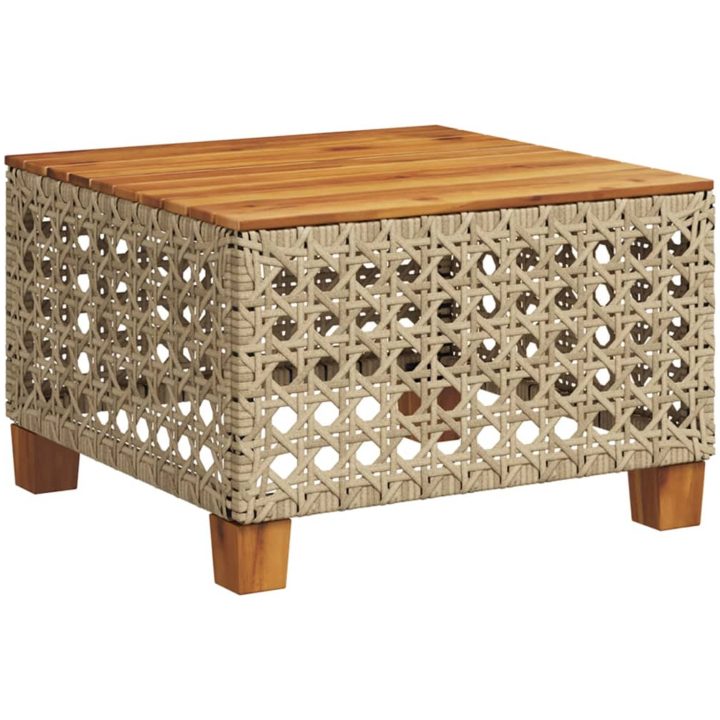 Trädgårdsbord beige 55x55x36 cm konstrotting akaciaträ vidaXL – bild 6