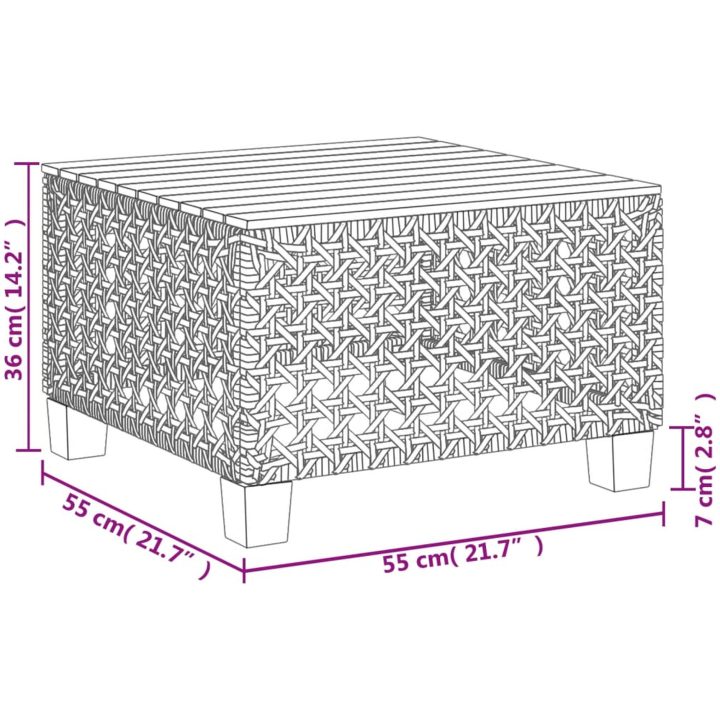Trädgårdsbord beige 55x55x36 cm konstrotting akaciaträ vidaXL – bild 9
