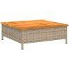 Trädgårdsbord beige 70x70x25 cm rotting och akaciaträ vidaXL – miniatyr 2