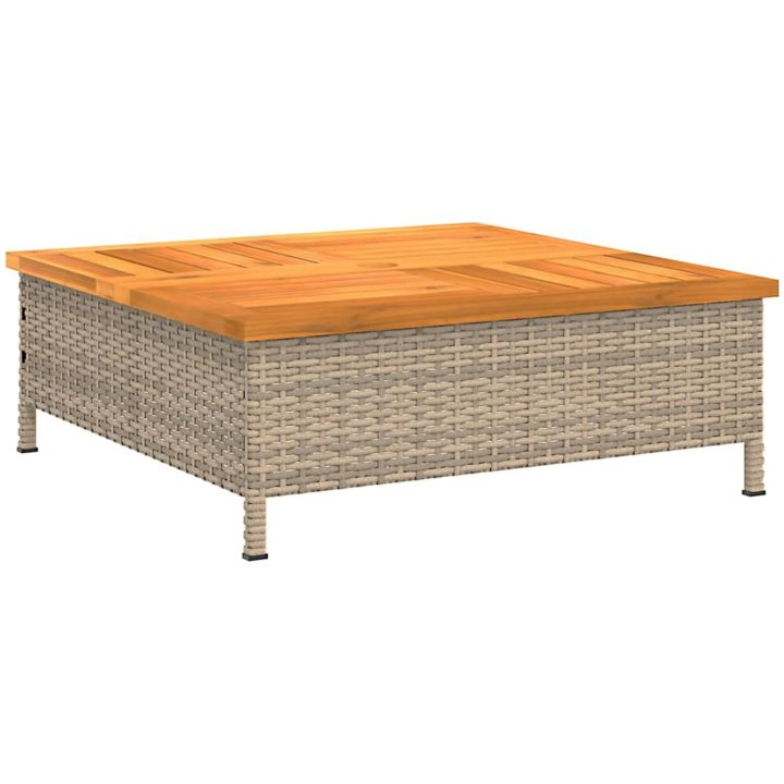 Trädgårdsbord beige 70x70x25 cm rotting och akaciaträ vidaXL – bild 2