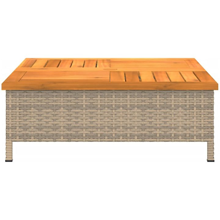 Trädgårdsbord beige 70x70x25 cm rotting och akaciaträ vidaXL – bild 5
