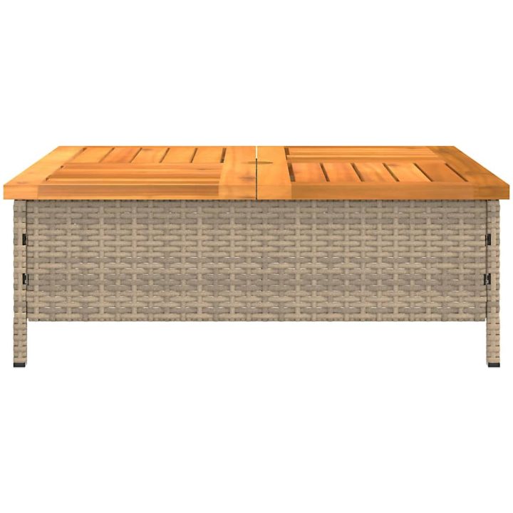 Trädgårdsbord beige 70x70x25 cm rotting och akaciaträ vidaXL – bild 6