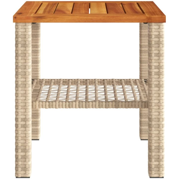 Trädgårdsbord beige konstrotting akaciaträ vidaXL 40 x 40 x 42 cm – bild 4